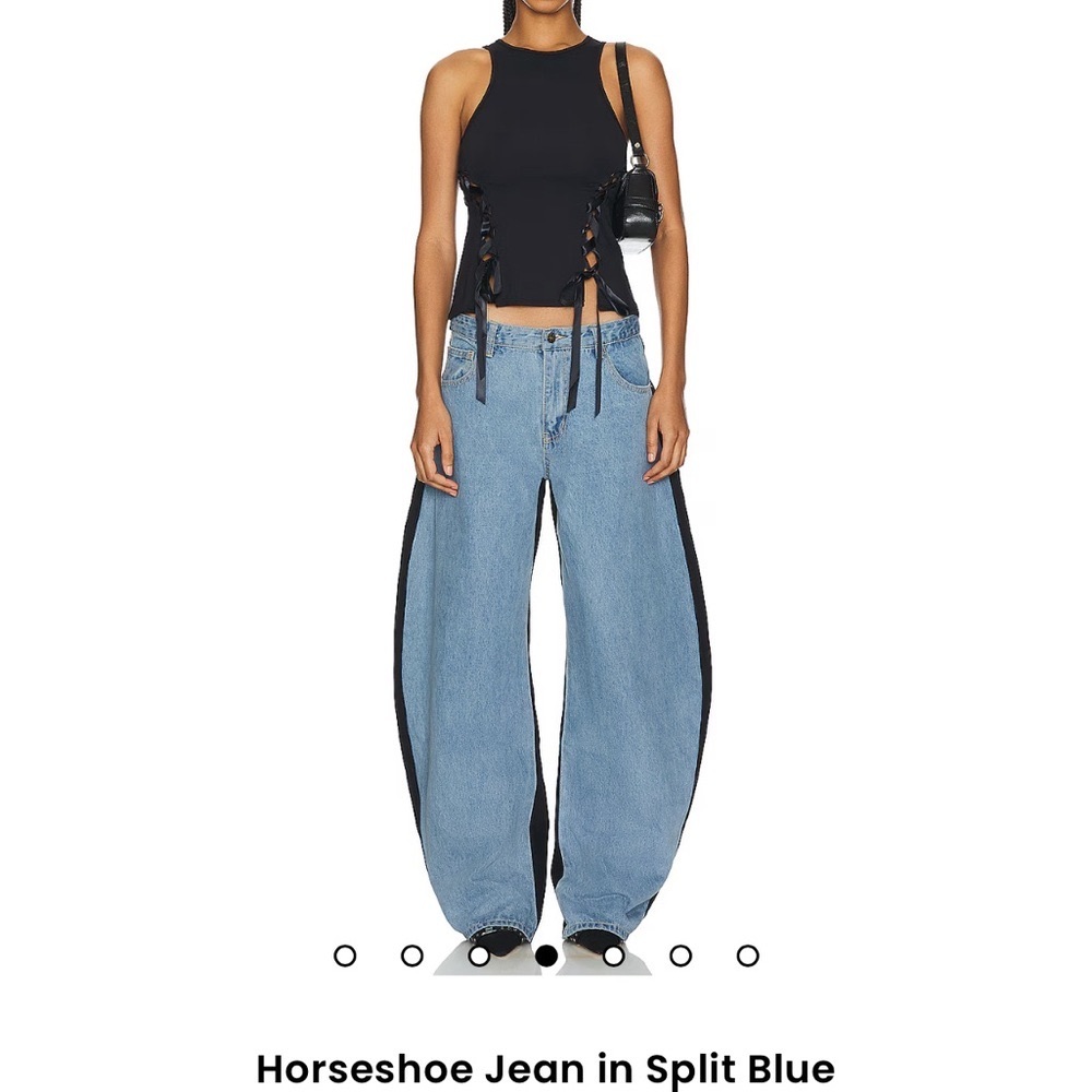 Lioness Split Blue Jeans with Black Colorblock NWOT